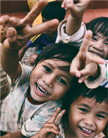 A photo of community members engaged in a charitable activity